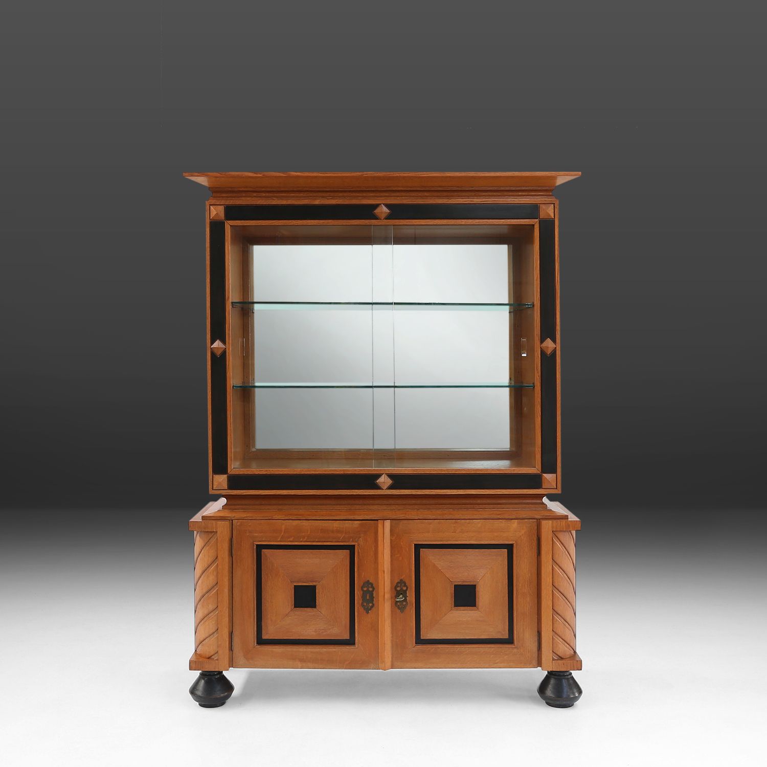 Late Art Deco Display Cabinet in Oak, Belgium 1940s-img